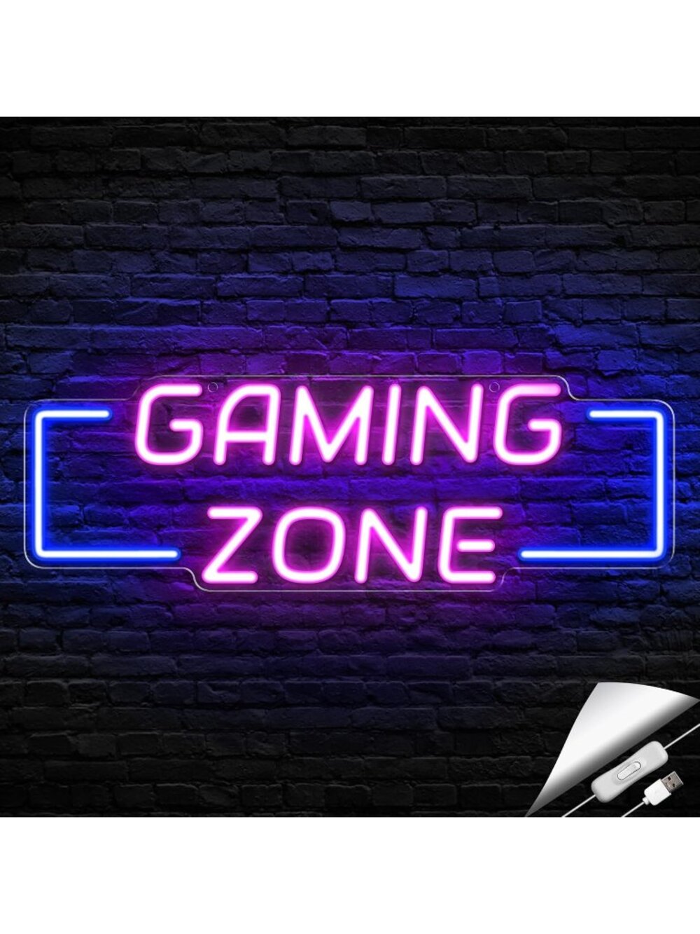 Gaming Zone Neon Sign Pink USB Powered Gaming Zone LED Light Gaming Zone Neon